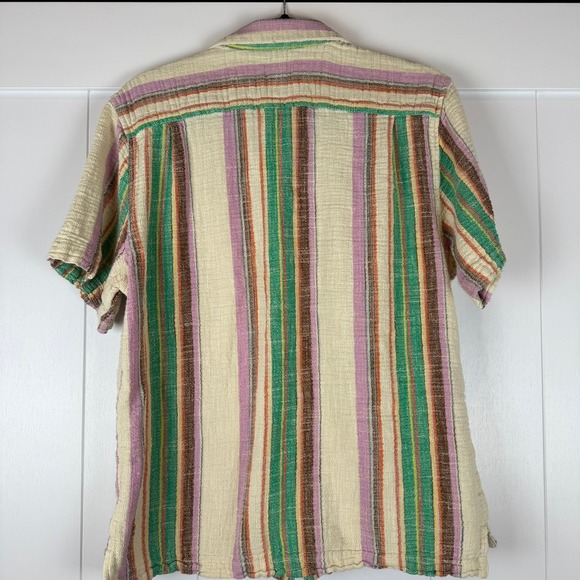 BDG Urban Outfitters Striped 100% Cotton Camp Shirt Casual Indie Retro Textured - Picture 4 of 7